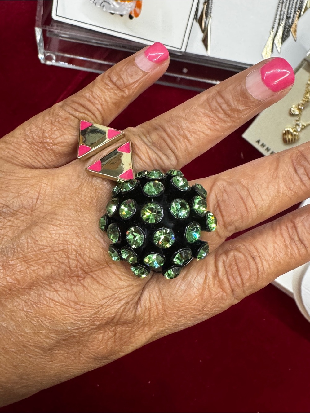 Green Crystal Cluster Statement Ring - Unbranded - Picture 5 of 9